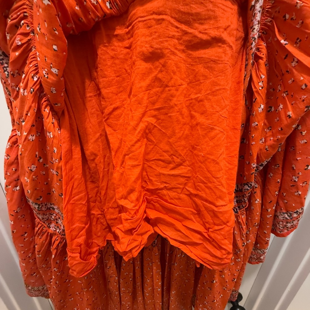 Free People. Rare Feeling Printed Maxi Dress. Orange. Size Small. - Picture 12 of 14